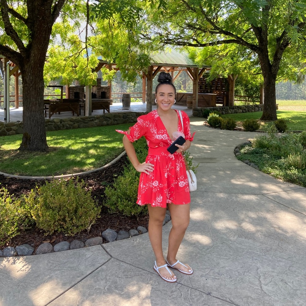 Red and white sun dress